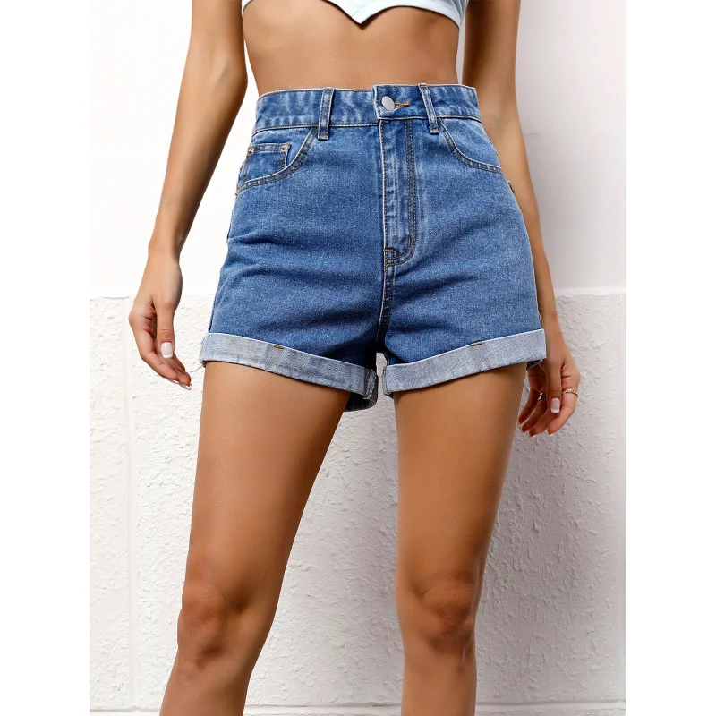 

2024Spring and Summer New European and American Styles on AmazonwishCross-border foreign trade women's loose wide-leg denim shor