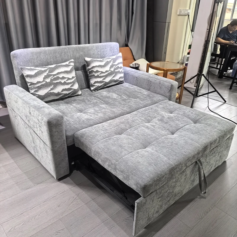 Modern Folding Sofa Bed Apartment Furniture Fabric Upholstery Living Room Suitable Foldable Cum Bed Storage Sleeper Sofa