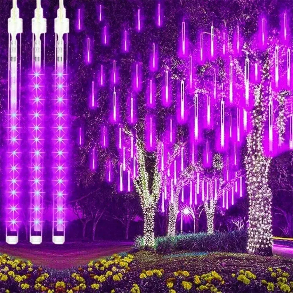 8/16/24/32Tube Meteor Shower Rain LED String Lights Fairy Garlands Tree Christmas Decorations for Party Holiday Wedding Lights