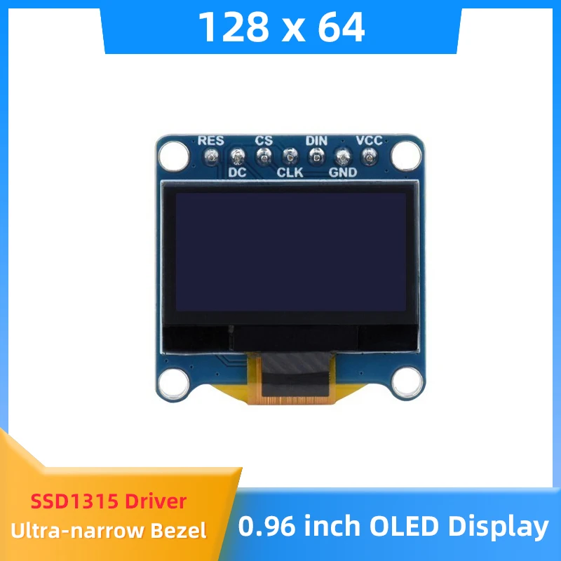 

0.96 inch OLED Display Module 128×64 SPI / I2C Interface Screen for Raspberry Pi Arduino STM32