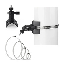 Adjustable Stainless Hose Clamp Hoop Pipe Poles Mount Bracket for Ring Doorbell 1/2/3/3 Plus/4/WYZE Cam V3/Blink xt/xt2(black)