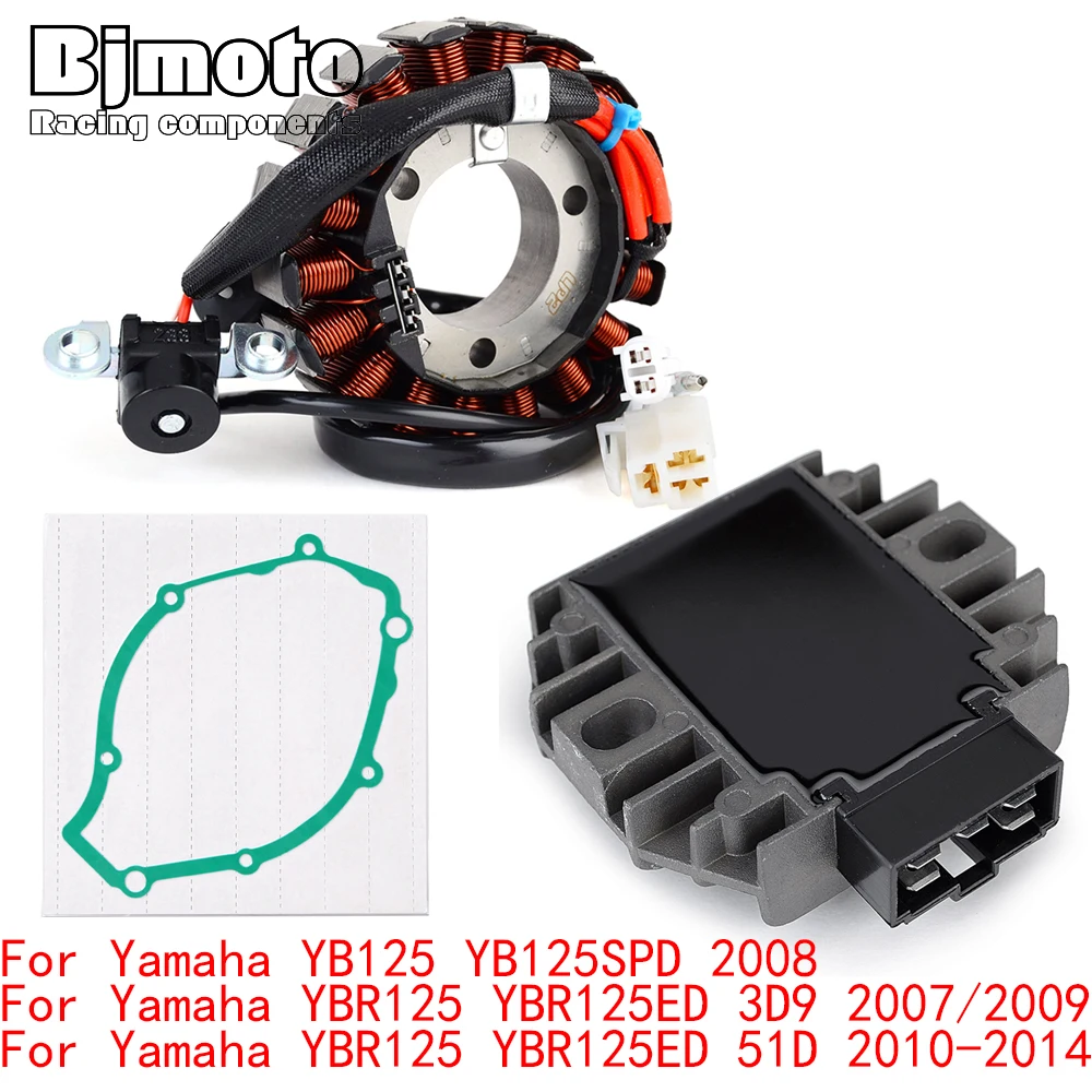 

YB125 Engine Stator Coil+Voltage Regulator rectifier For Yamaha YB125SPD 2008 YBR125 YBR125ED 3D9 51D 2007 2009-2014 With Gasket