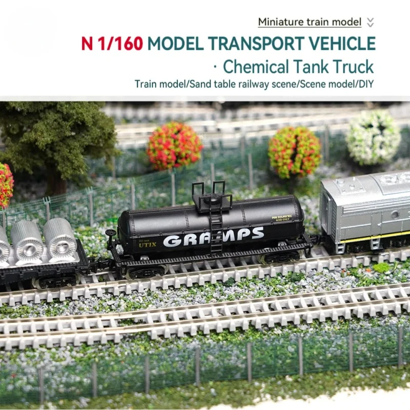 

Металлическая модель железнодорожного вагона-цистерны масштаба N (1:160) с колесами, для взрослых коллекционеров, для диорам и песочниц, подарок