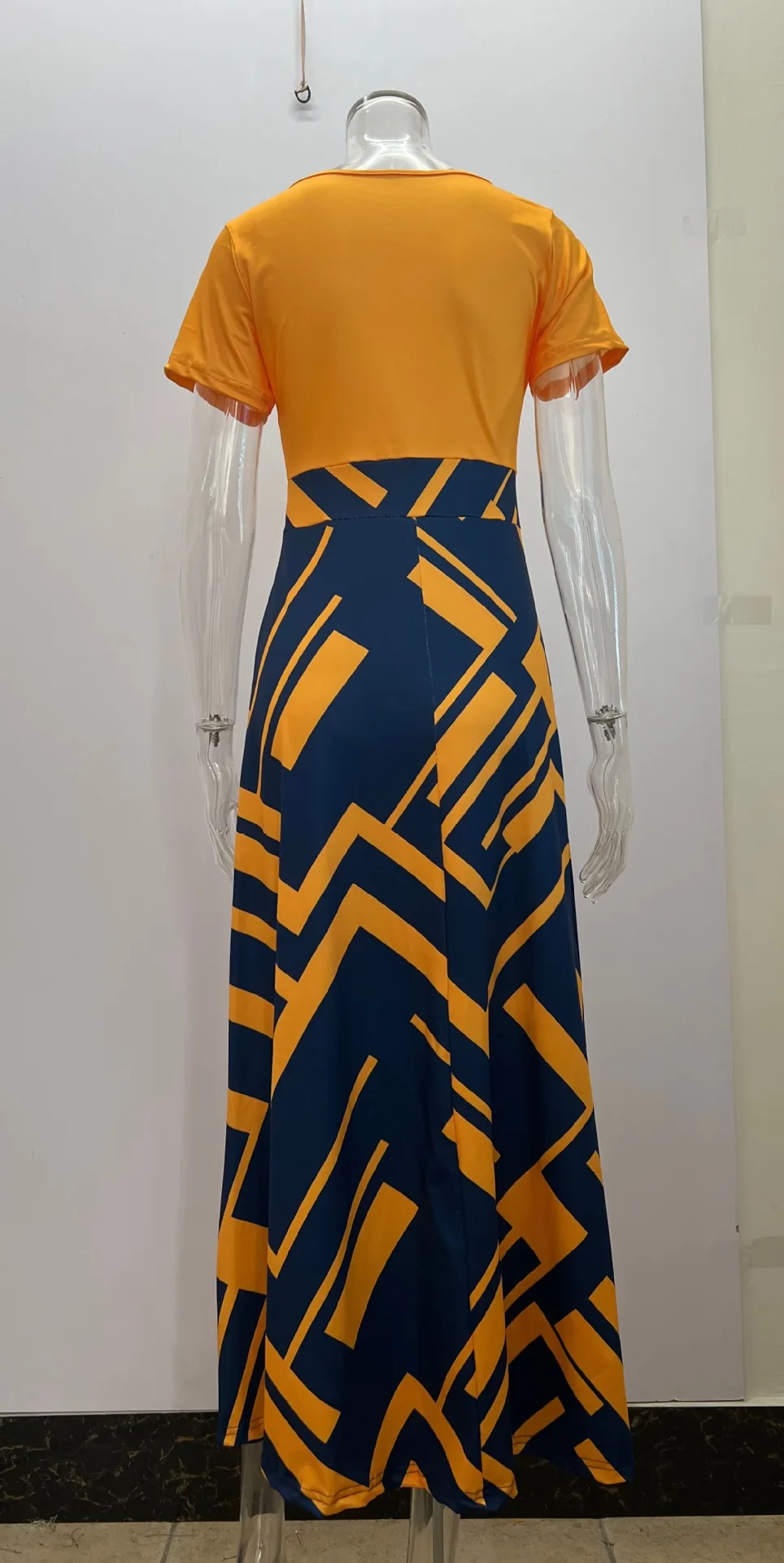 2024 AliExpress europejskie i amerykańskie Plus Size damskie transgraniczne letnie nowe, patchworkowe sukienki z krótkim rękawem i nadrukiem