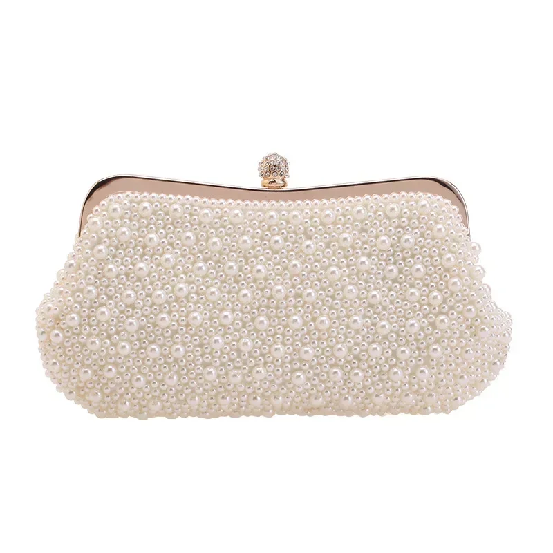 Women Messenger Beaded Women Vintage Evening Bags Imitation Pearl Shell Women Bag Shoulder Bags Diamonds Clutch Bag for Wedding