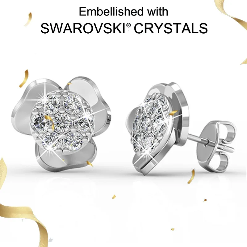

Daisini 925 Sterling Silver 3-lear Stud Earrings with Swarovski Crystals Lucky Gifts for Her Wedding Birthday 2025 New Design