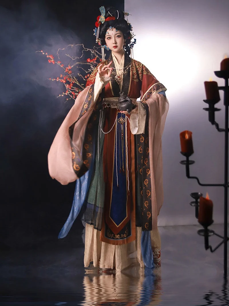 Dp18 2024 Nieuwe Vrouwen Hanfu Restauratie Geborduurde Hanfu Onsterfelijke Figuur Traditionele Verbeterde Zijden Grote Mouwen