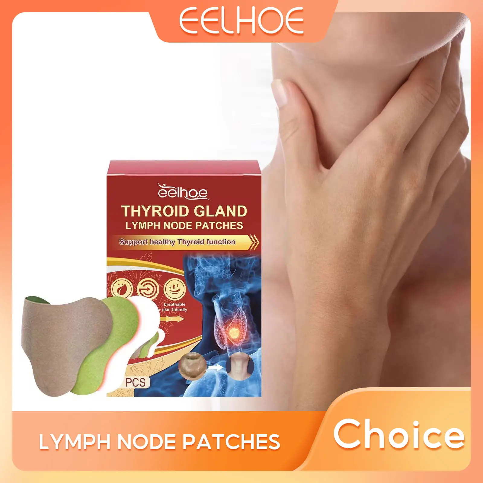 Lymphatic Detox Patch Drainage Thyroid Gland Stickers Effective Painless Treatment Heating Neck Anti Swelling Lymph Node Patches