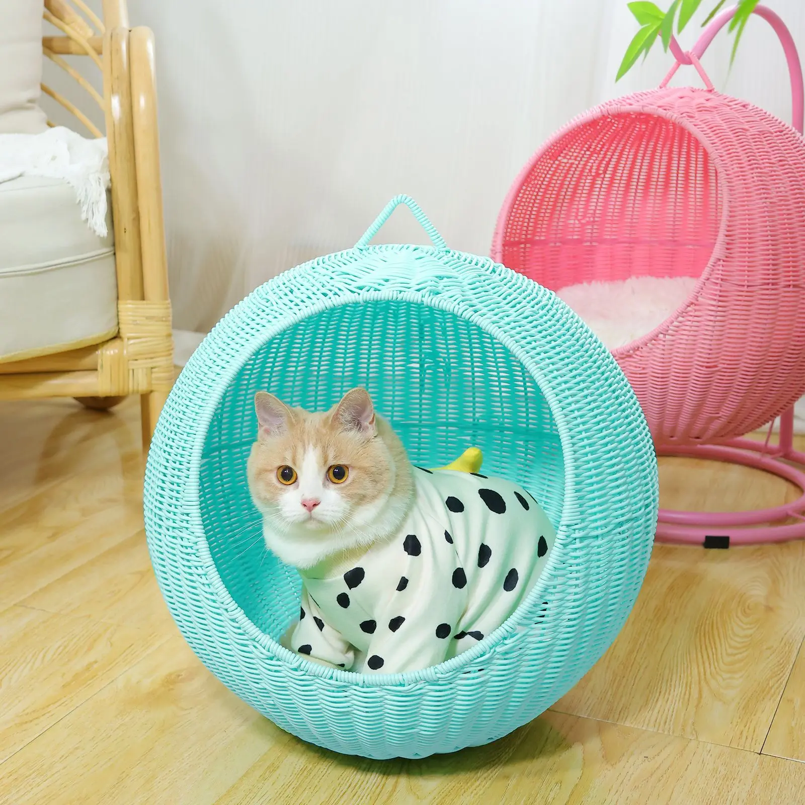 Winter Cat and Dog Kennel Rattan Pet Products Summer Pet Kennel Cool Kennel Hanging Cat Basket Four Seasons Universal Pet Mat
