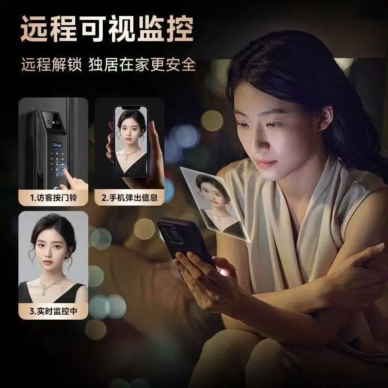 Fingerprint Lock for Door Security Electronic Smart Lock with Face Recognition Video Intercom Auto Unlock Remote Control