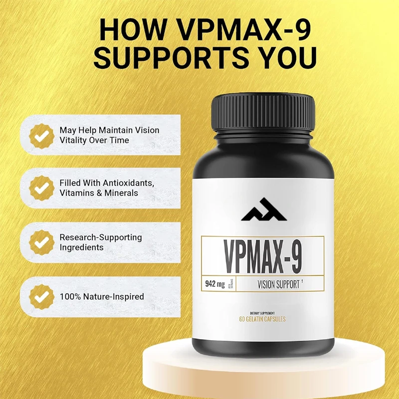

VpMax-9- Eye Care and Antioxidant Supplement, Containing Eye Vitamins, Lutein, Lycopene, and Cranberry Extract -60 Capsules