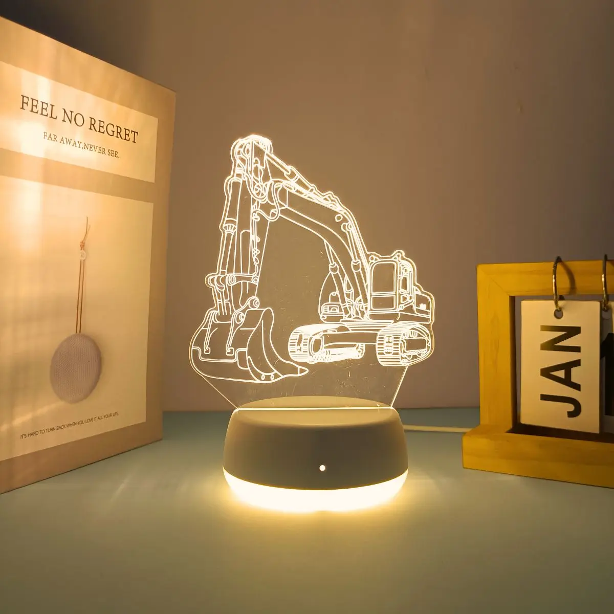 1pc modern creative tractor shaped 3D night light, warm light USB power supply, convenient and fast switch control