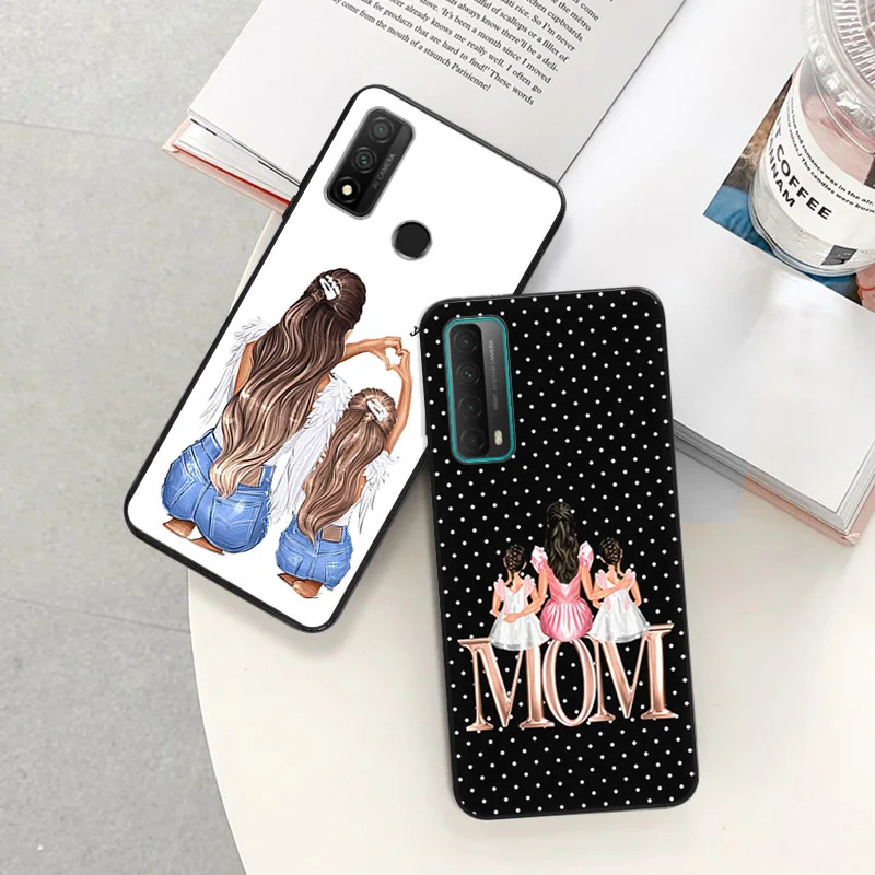 Black Soft Phone Case for Huawei P40 P30 P20 Lite P_Smart Z Baby Girl Super Mom Boy Moto G30 G31 One Fusion Edge 20 30 Pro Cover