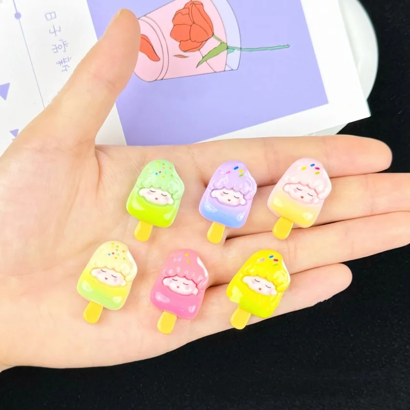 15Pcs Diy Cartoon Ice Cream Girl Jewelry Resin Accessories Toy Handmade Cream Gel Phone Case Hair Clip Headband Accessories Gift