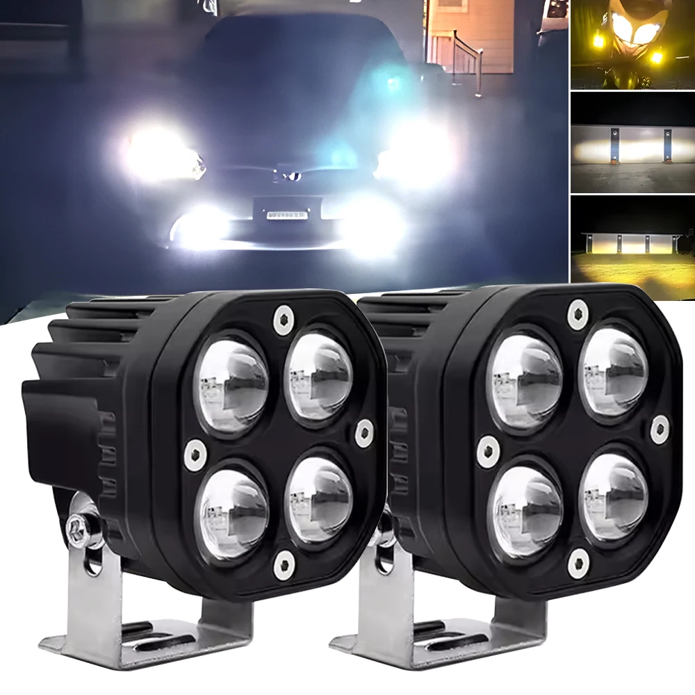 

White Yellow 3inch Led Work Spotlights 24V 12V Headlights for Motorcycles Flood Led Bar Fog Light DRL for Car Truck 4x4 Off Road