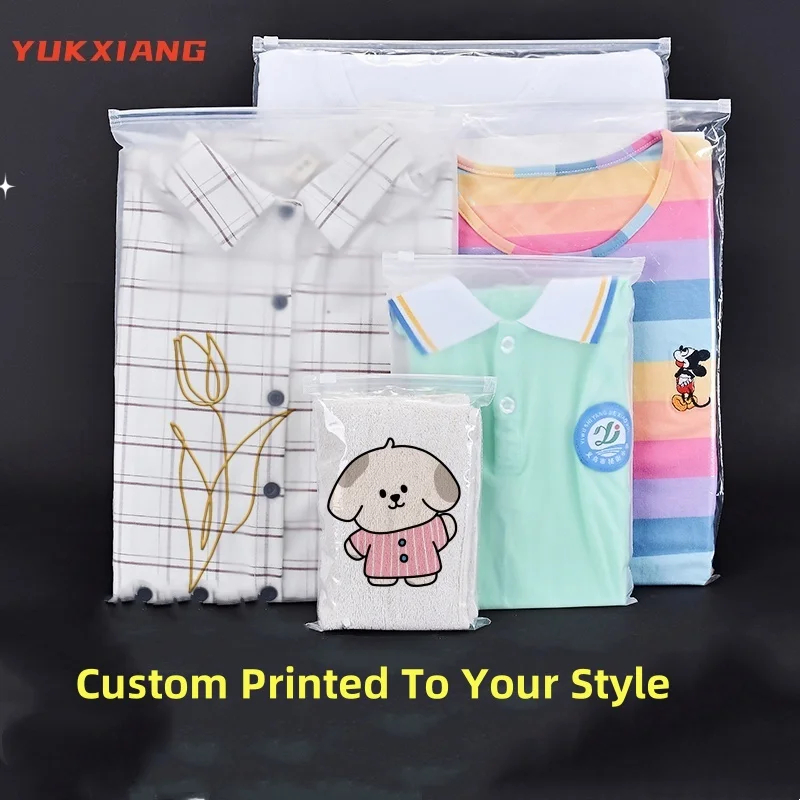 Transparent Zipper Bag, Convenient Storage, Clothes, Underwear, Socks, Travel, Waterproof, Customized Printing Bag, 50Pcs