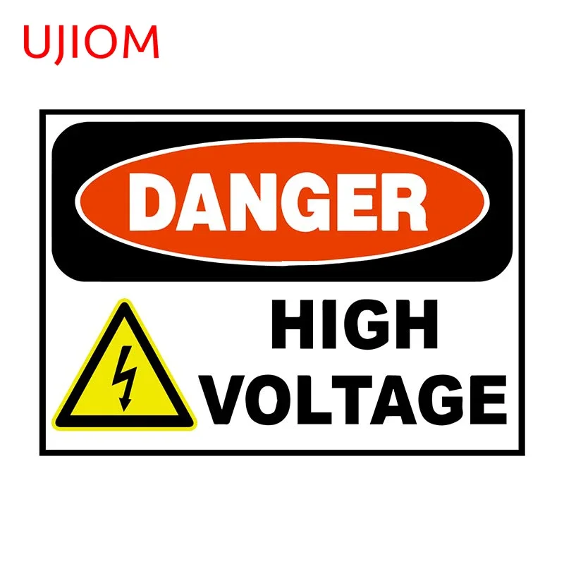 UJIOM 13cm Danger High Voltage Warning Wall Stickers Waterproof Vinyl Decal Kitchen Helmet Living Room Bathroom Bedroom Sticker