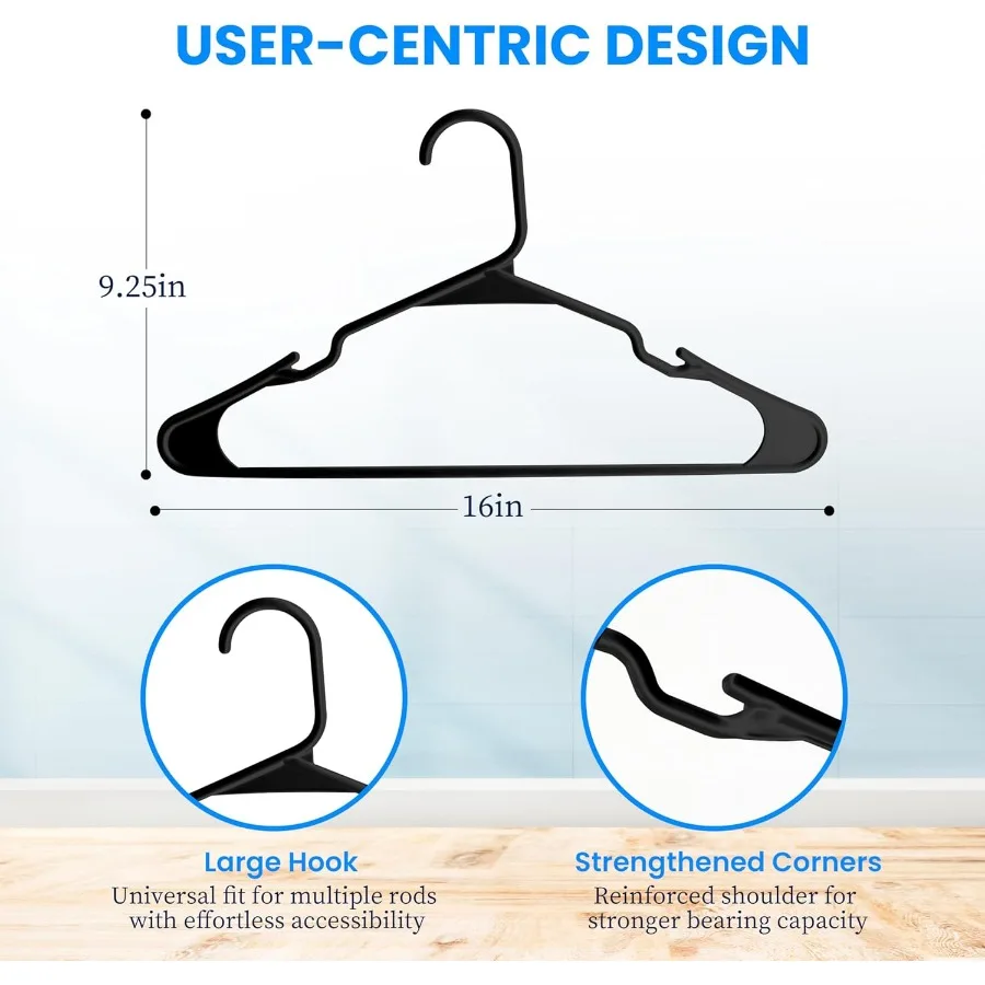 30 sztuk czarnych plastikowych wieszaków, oszczędzających miejsce, wytrzymałych i lekkich, do płaszczy, sukienek, koszul, spodni