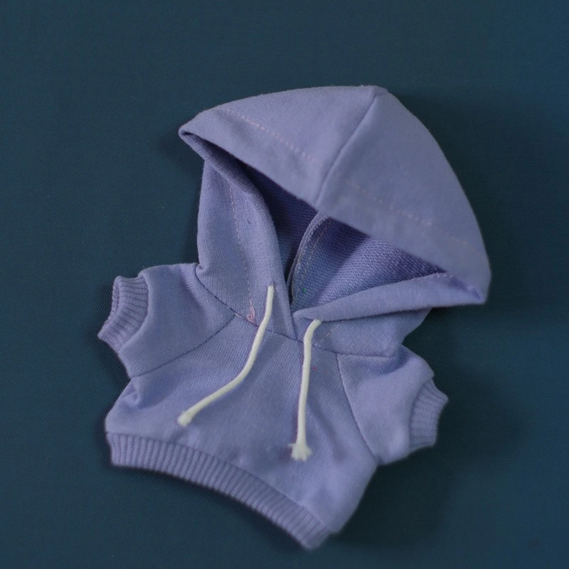 1세트 17cm 면 후드 단색 스웨터 인형 후디 플러시 아기 옷 라부부용 부드럽고 따뜻한 가을 겨울 컬렉션