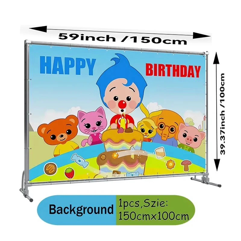 Cartoon-Clown-Thema, leuchtend bunte Geschenk-Einwegteller, -becher, -ballons, -banner für Geburtstagsfeier-Dekorationsset – Detail 6