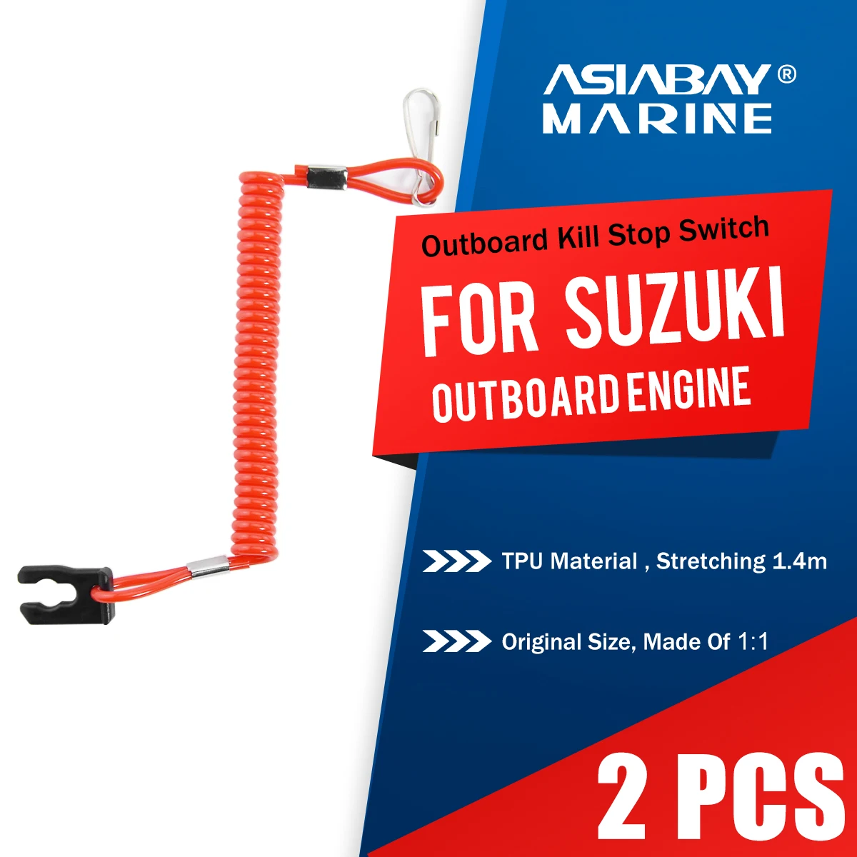 Suzuki Marine Outboard Engine Motor Kill Stop Switch For 2-425hp Key Rope Safety Lanyard Tether