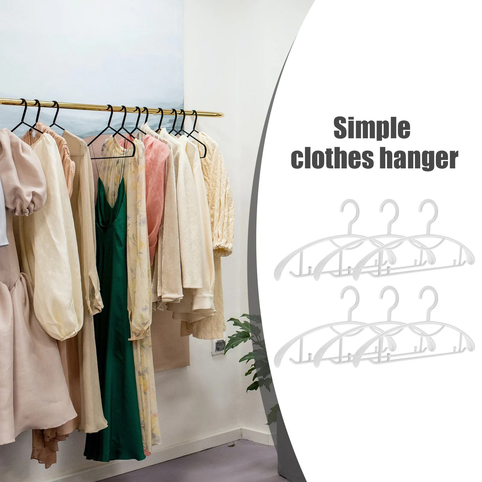 

5 Widened Non-slip Clothes Hangers White Plastic Coat Hanger Traceless Heavy Duty Home Accessories Storage Rack For Suits