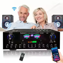 High-Powered Bluetooth Home Theater Amp With Dynamic Screen, 4000W Max Output.