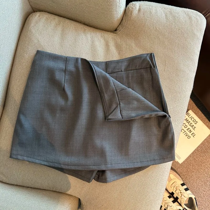 Koreanischer Schleifenrock mit hoher Taille, A-Linie, für Damen, Sommer 2026, Wickelrock mit Schlitz, Shorts, einfarbig, schlankmachender Anzug, Minirock – Detail 6