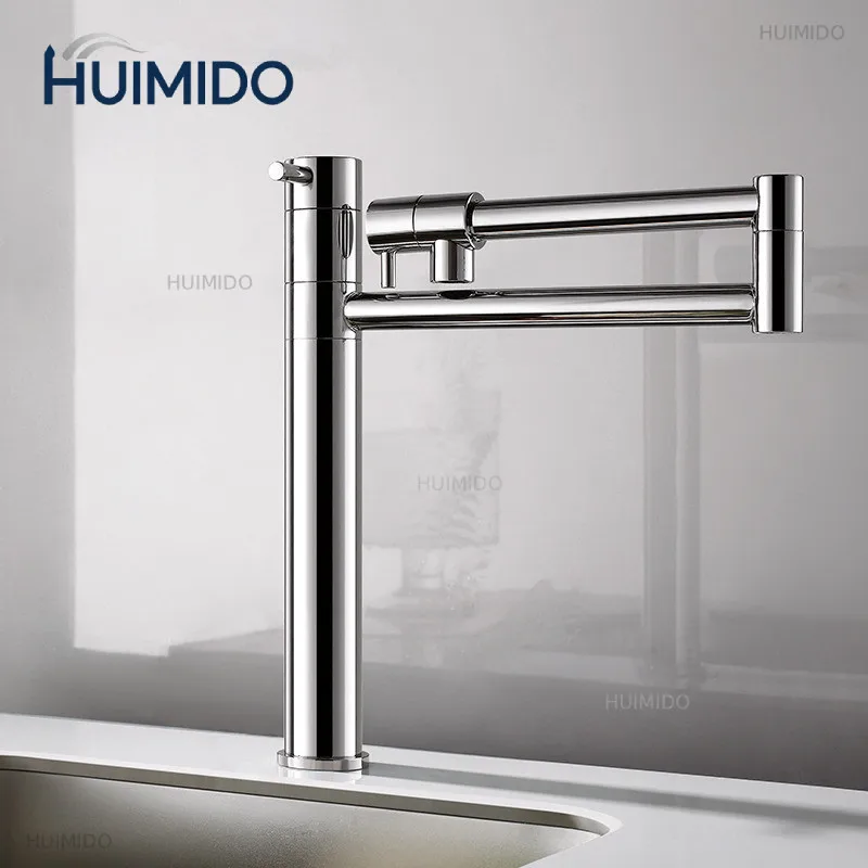 Foldable Kitchen Faucet Hot and Cold Sink Faucet Tap 360 Degree Chrome Kithchen Mixer Brass Material Deck Mounted