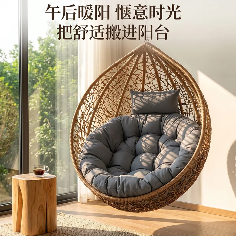 Waterproof Swing Cushion, Thick Round Hammock Chair Pad with Backrest for Outdoor Patio