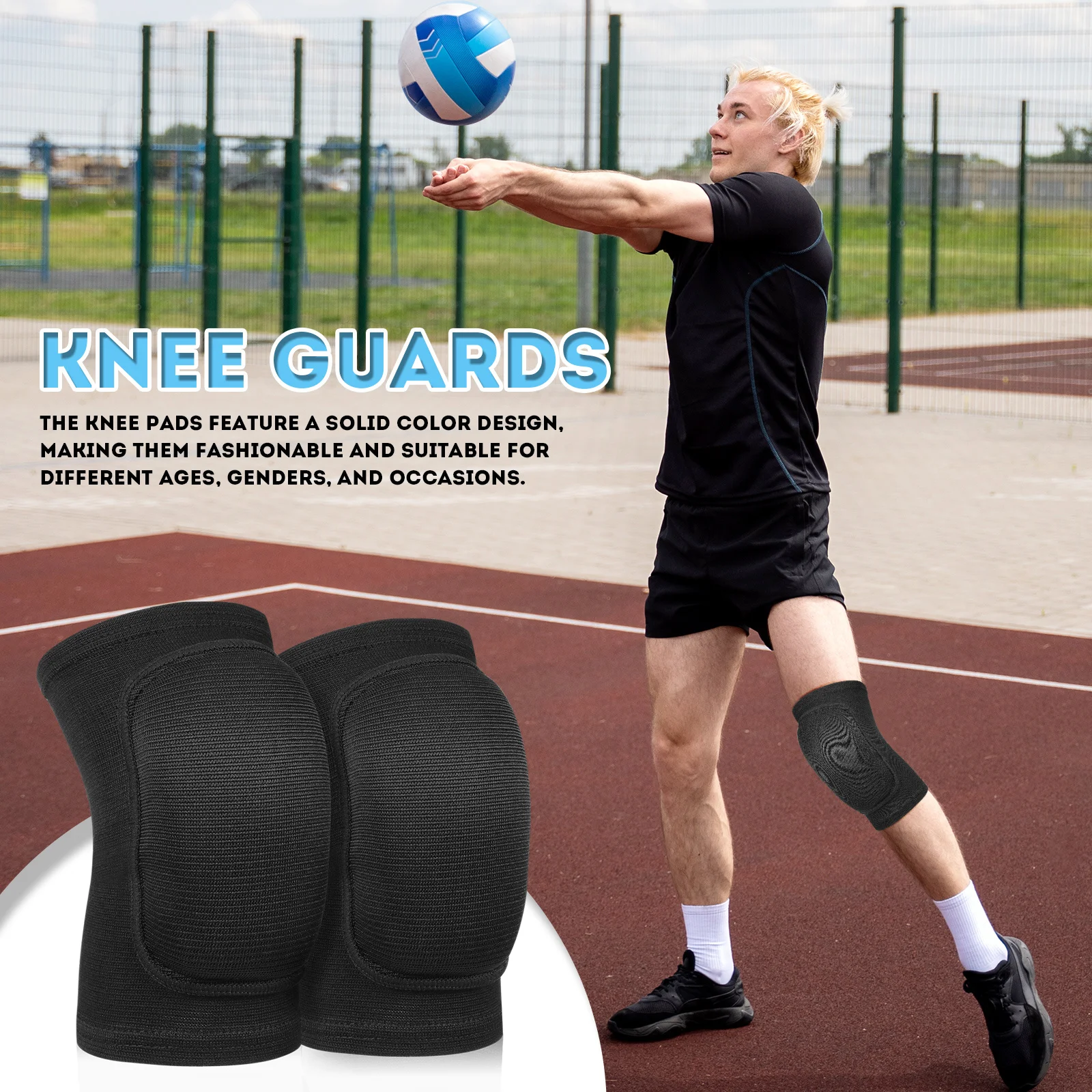 1 زوج منصات الركبة عالية المرونة البوليستر منصات الرقص لكرة السلة المصارعة البستنة واقية مبطن الأكمام مريحة تناسب #5