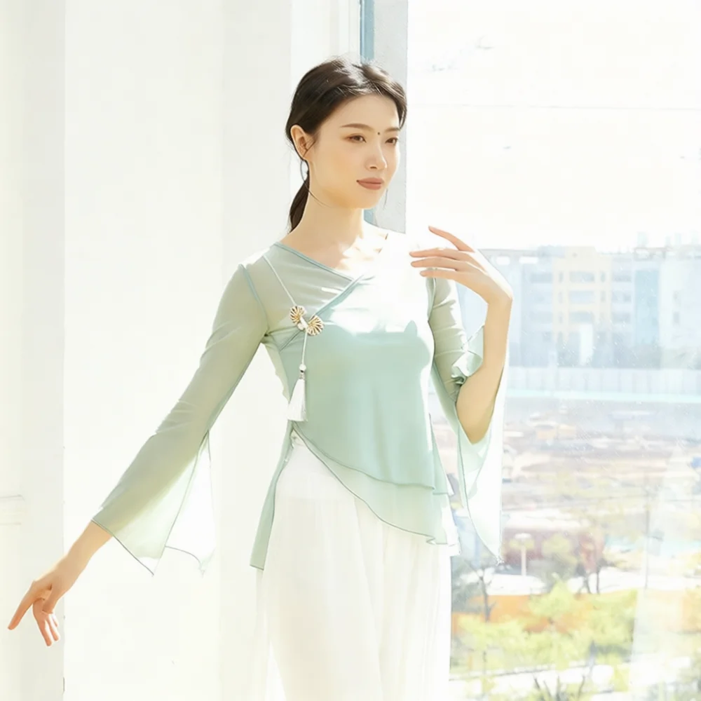 여성용 클래식 댄스 유니폼 시어 메쉬 블라우스 전통 동 - Ethnic Fashion Studio 리뷰 및 가격