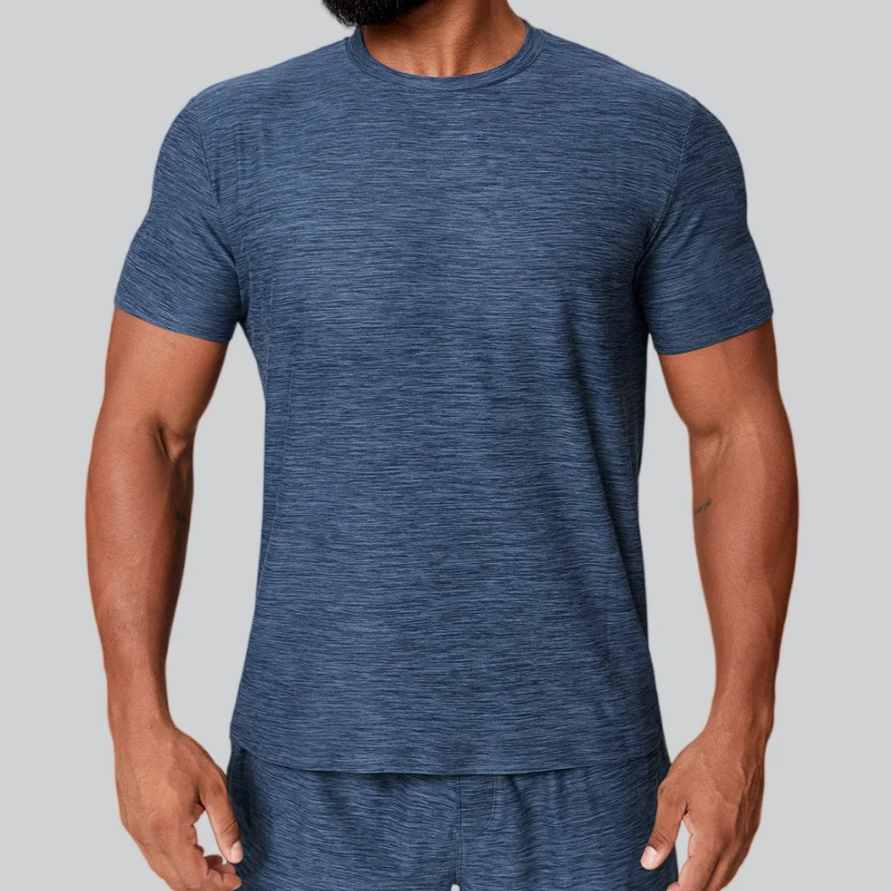 Men's Summer Fitness Quick Dry T-Shirt Sportswear Gym Running Workouts Sports Short Sleeve Tops Outdoor Casual Solid Color Tees