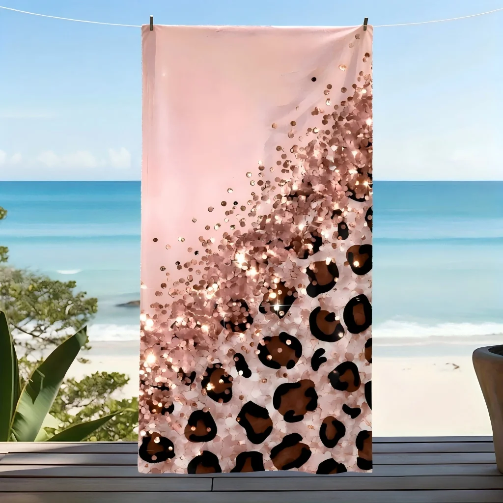 Toalha de Praia com Estampa de Leopardo, Toalha Macia e Absorvente com Padrão de Guepardo, Toalha Portátil para Natação, Viagem, Férias e Uso Doméstico