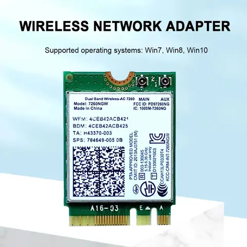 Bluetooth WiFi Card For Intel 7260NGW 7265NGW Wireless Network Adapter 802.11AC Dual Band 2.4G 5G For Laptop