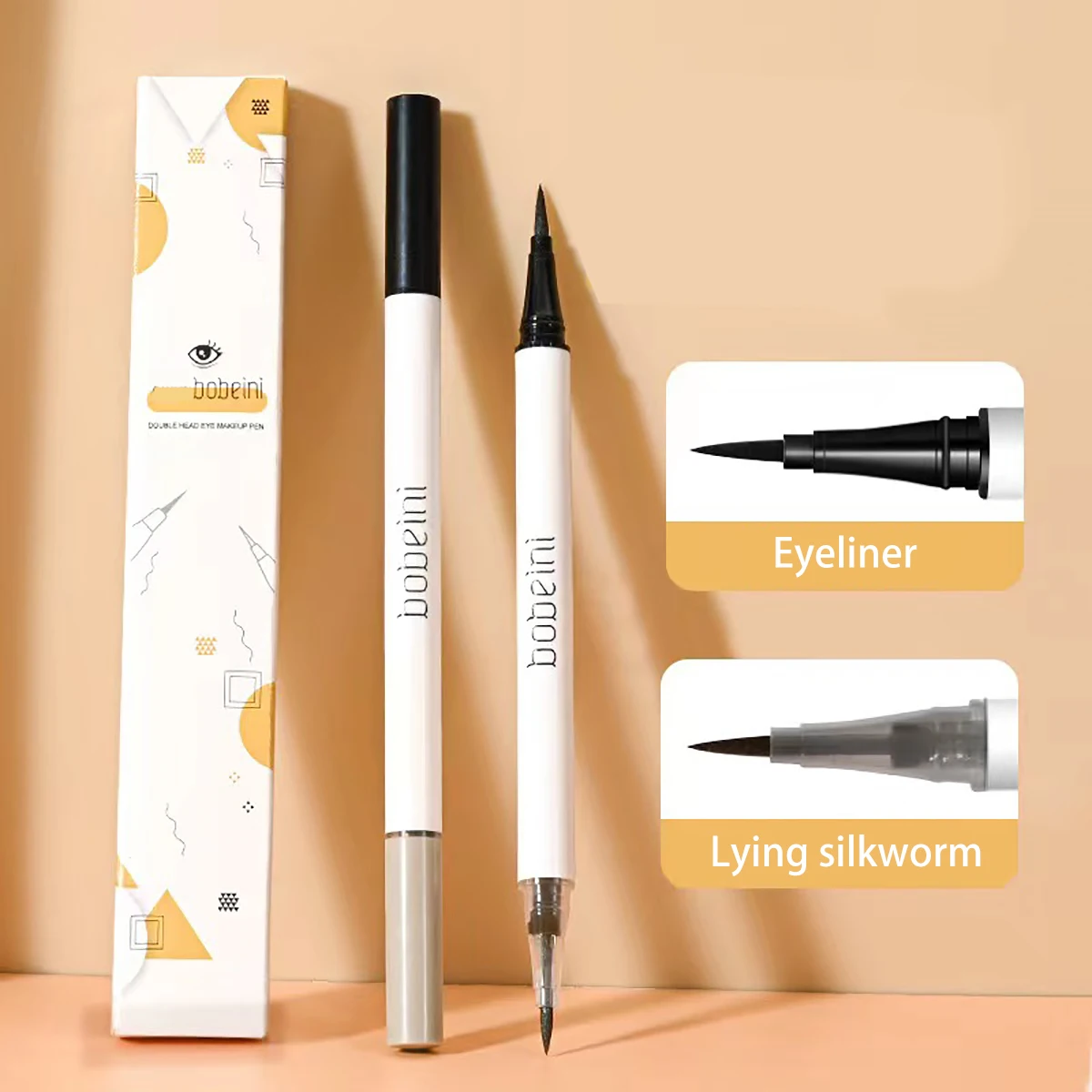 Double-headed eyeliner liquid pen, waterproof and non-smudged lying silkworm outline pen, one dual-purpose eyeliner pen