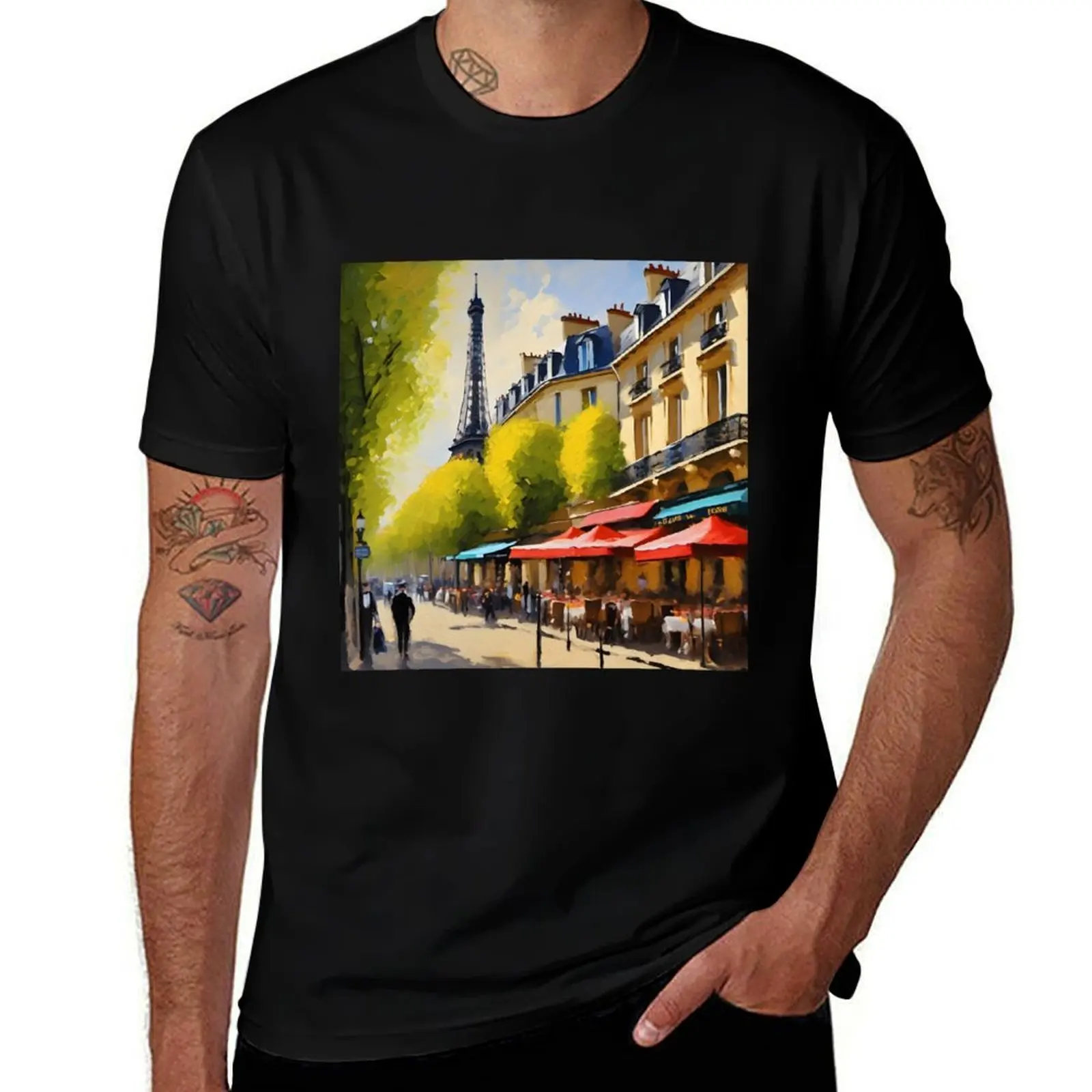 

Oil Painting Paris T-Shirt summer shirt kawaii clothes anime stuff mens t shirts top quality