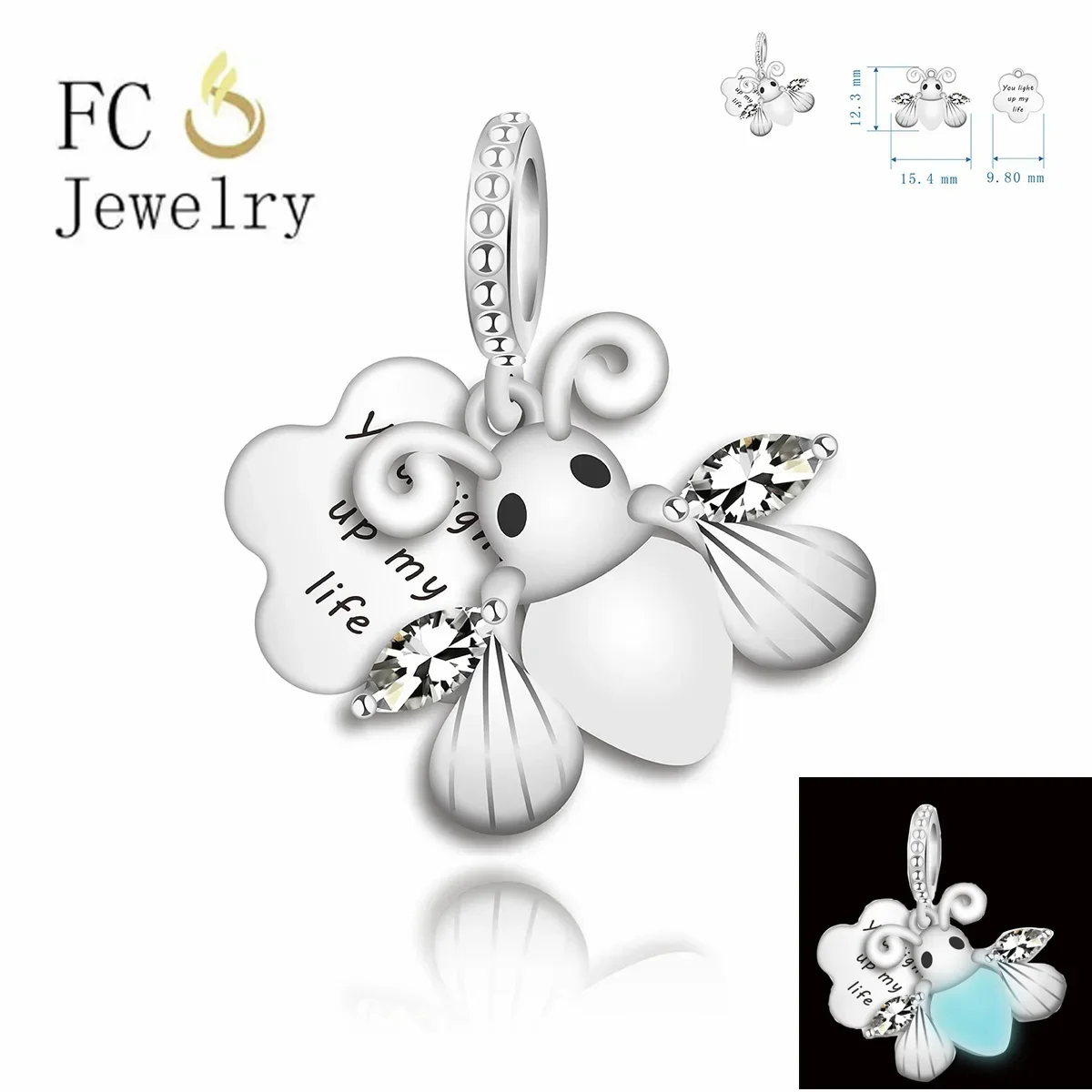 Fit Original Pan Charm Bracelet 100% 925 Sterling Silver Firefly You Can Light Up My Life Bead For Making Women Berloque DIY