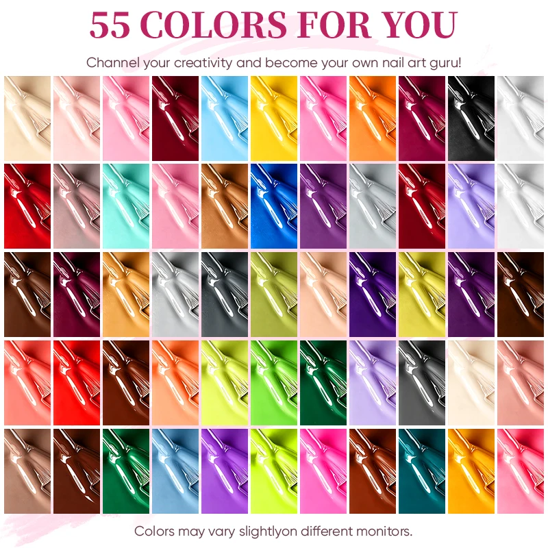 60 pcs/set Gel Nail Polish Kit,55 Color Nail Gel Polish , removable phototherapy Gel, home nail salon multi-color DIY Nail Tools