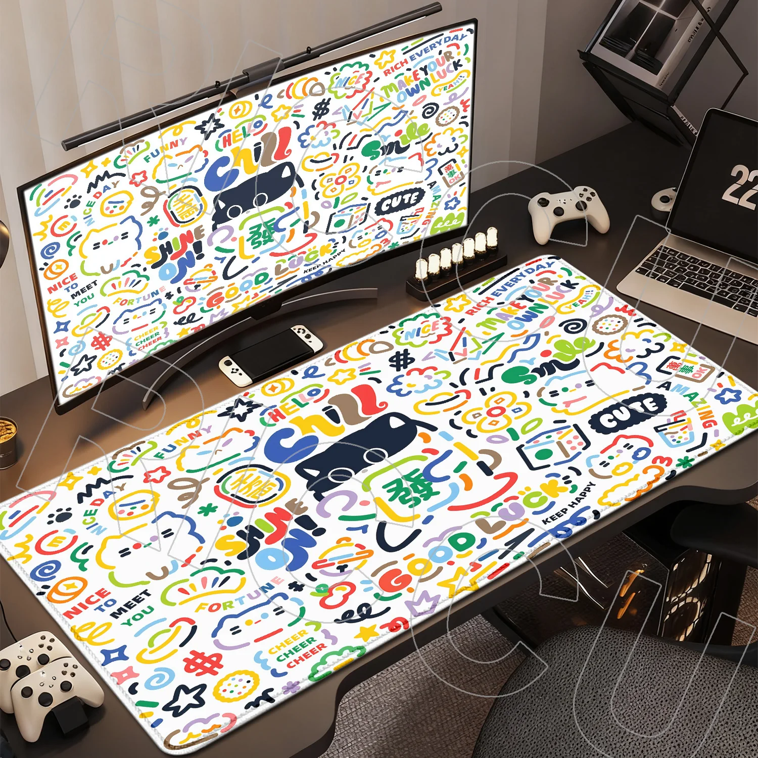 

XXL HD print Graffiti Style Kawaii Cat Cute Mouse Pad Rug Large Kawaii Desk Mats Computer Gamer Keyboard Gaming PC Accessories