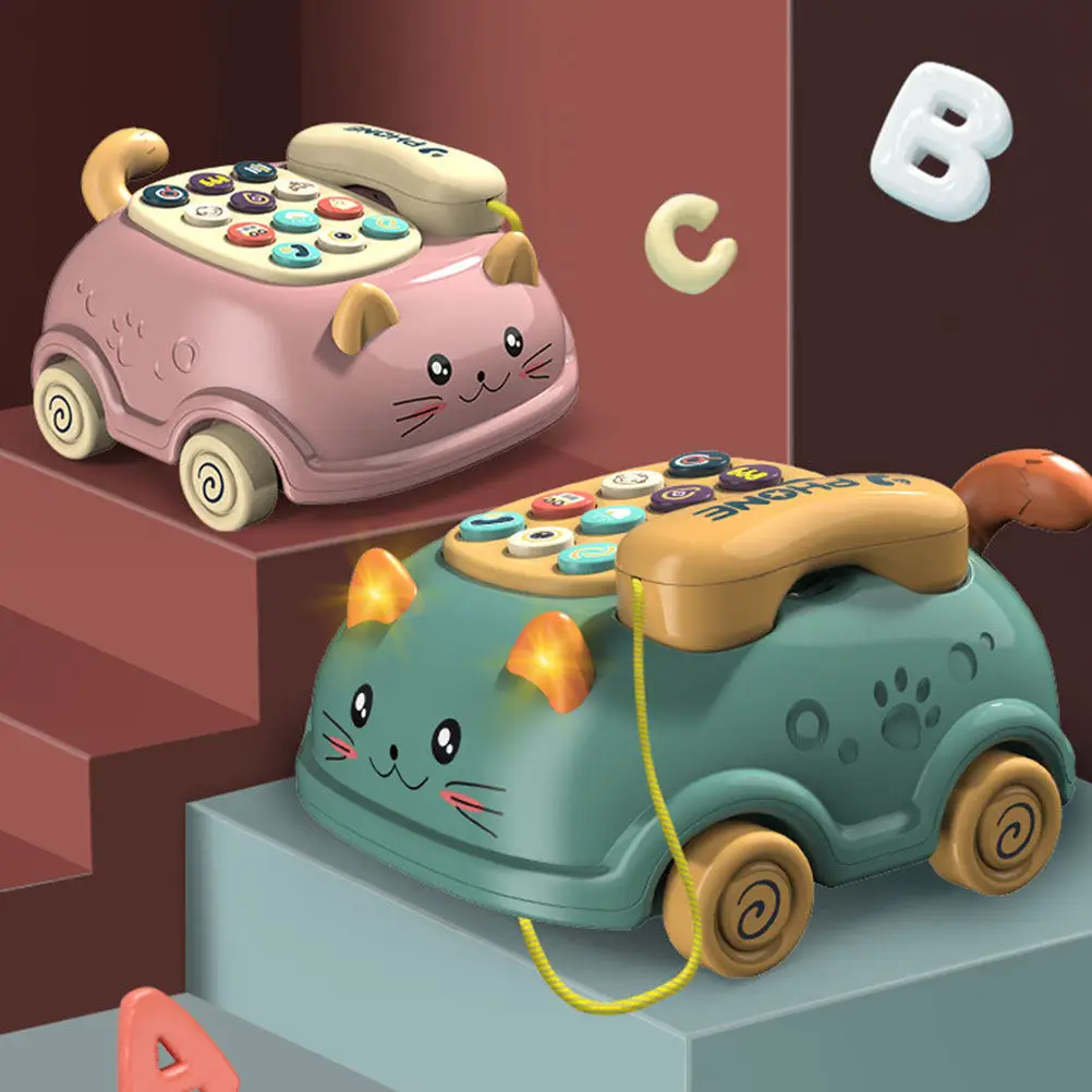 

1Set Voice Telephone Imitation Plaything Kids Cat Shape 12 Keys Music Early Education Calling Game Kid Phone Car Toy