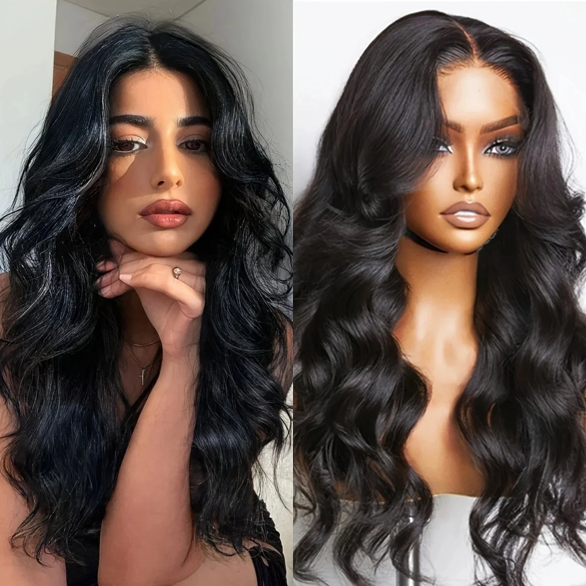 5×5 Body Wave Pre Geplukt Lijmloze Kant Frontale Menselijk Haar Pruiken Transparant 220 Dichtheid Natuurlijke Kleur Kant voor Pruik Voor Vrouwen 1B