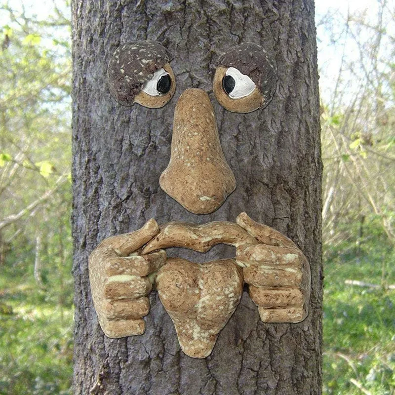 Bark Luminous Tree Face Tree Monster Facial Features Resin Ornament Easter Outdoor Creative Ornament Decoration