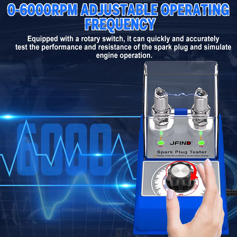 JFIND JF109 Pro Car Spark Plug Tester 240V 100V Double Hole Ignition System Analyzer Automoivo Scanner With Protective Cover