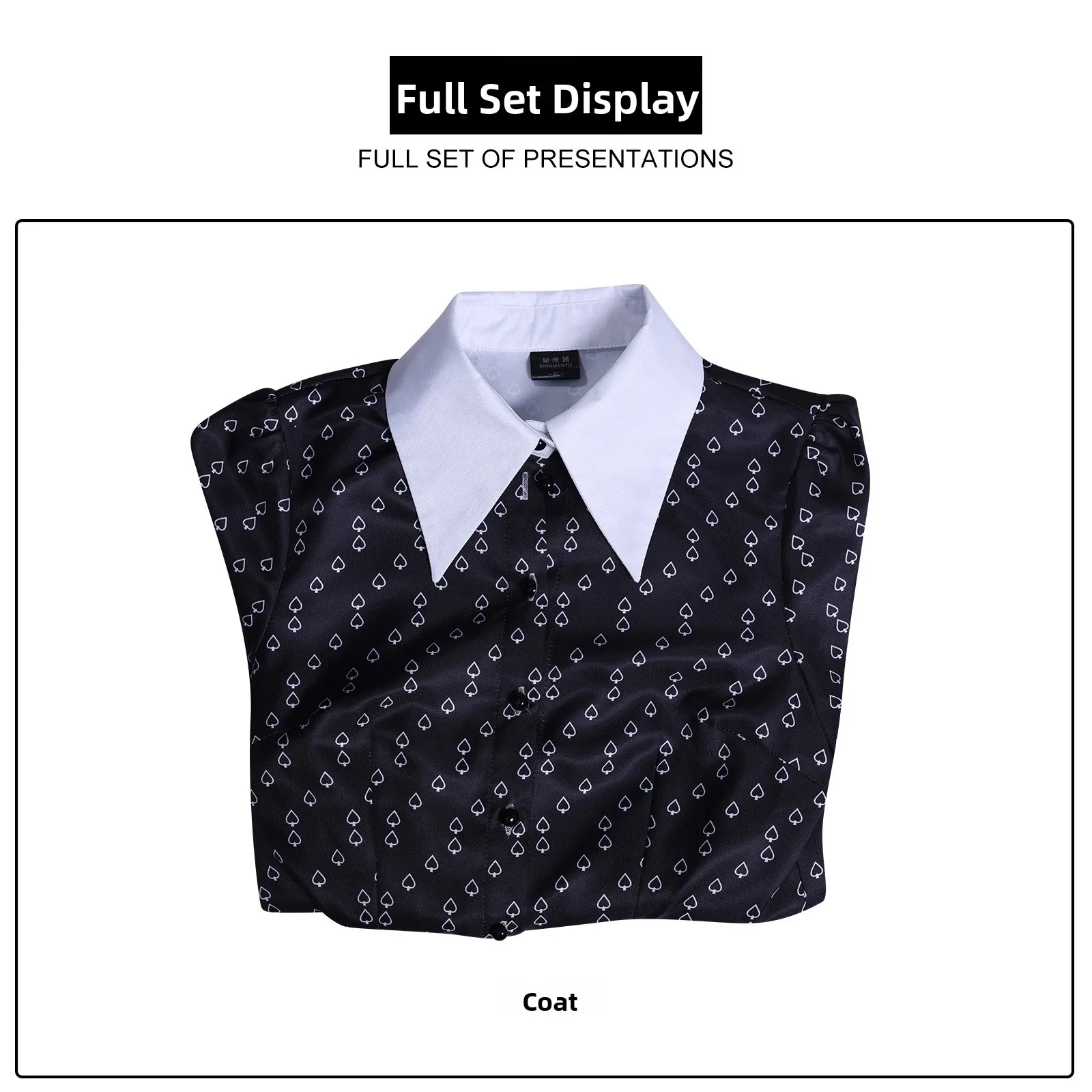 ชุดคอสเพลย์กระโปรงลายดอกพีชสีขาว Loween Wednesday สไตล์อเมริกัน สำหรับการแสดง ชุดผู้หญิงแบบดั้งเดิมของจีน