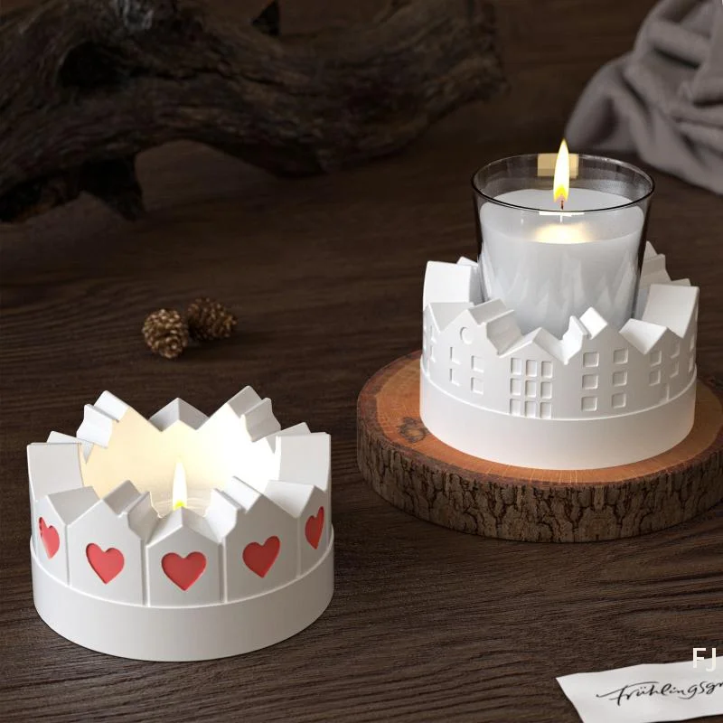 

[YU]3D Castle House Shaped Candle Holder Silicone Mold DIY Hollow Design Candlestick Gypsum & Tea Lamp Resin Crafts
