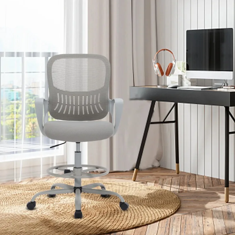 

Office Chair, Ergonomic Tall Mesh Office Chair with Storable Lumbar Support, Adjustable Foot Ring , Armrests and Mid Back