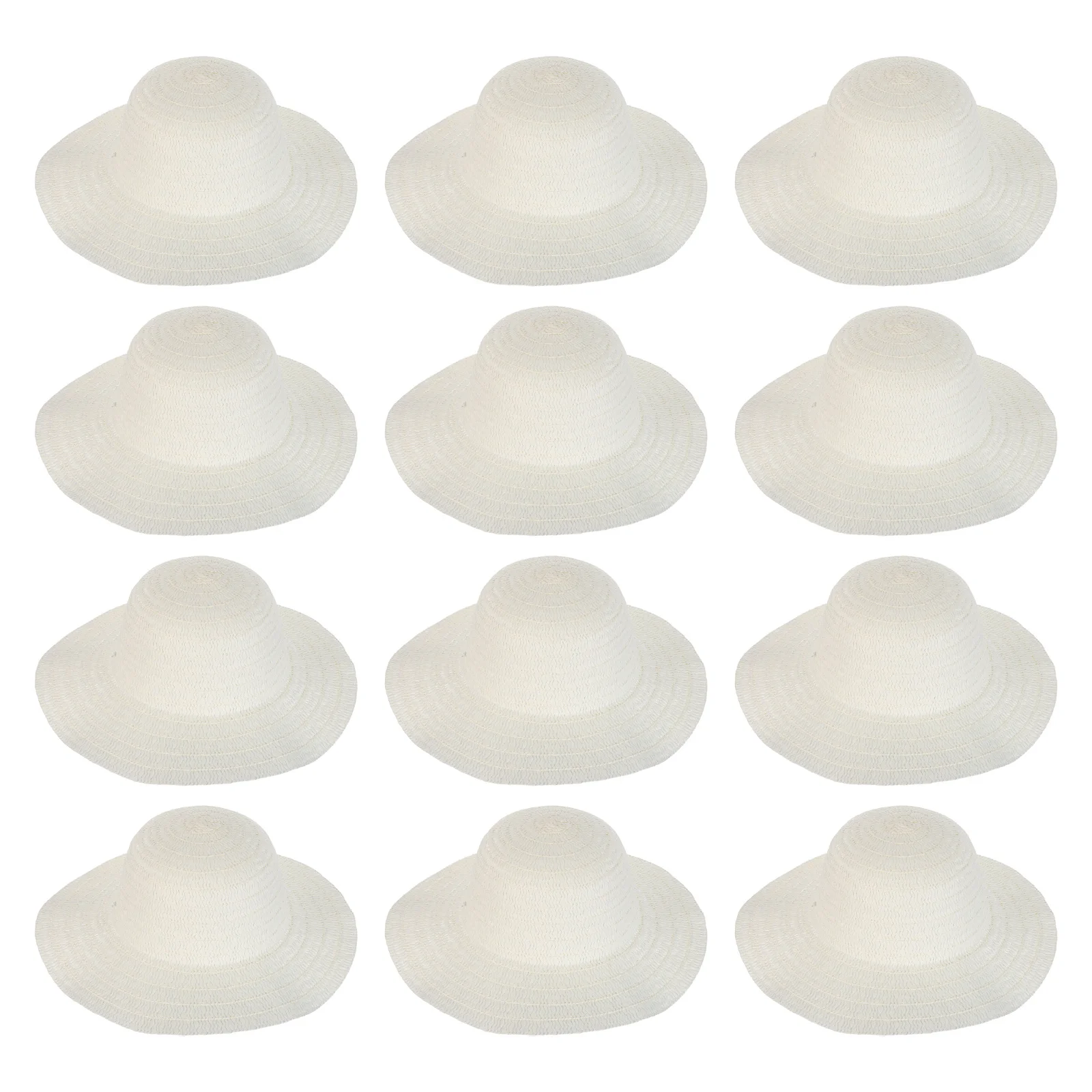 

12pcs Blank Straw Hats 13.76X13.76X4.72In Diy Cap For Painting Crafts Decorate Your Own Hat Beach Garden Party Cosplay