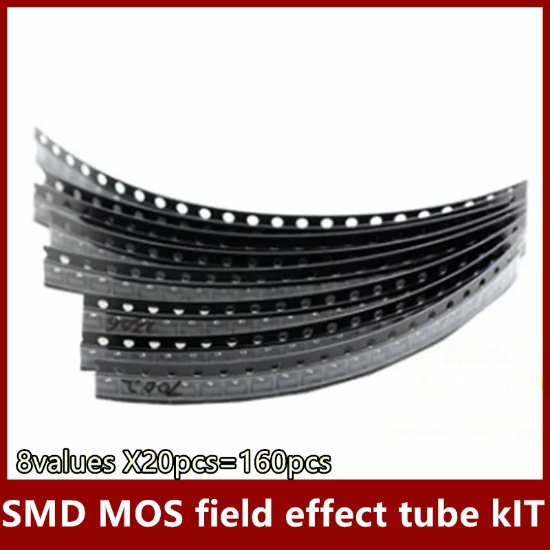 SMD MOS field effect tube kIT 8 values X20pcs=160pcs SI2300 SI2302 SI2303 SI2305 SI2306 AO3407 AO3401 2N7002 SOT-23