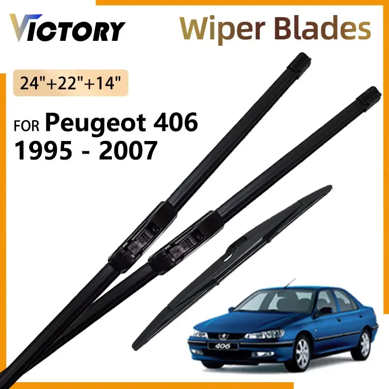 

Front Rear Wiper Blades For Peugeot 406 Coupe Wagon Estate 1995 - 2007 2006 2005 2003 2002 2001 1997 Windshield Windscreen Brush